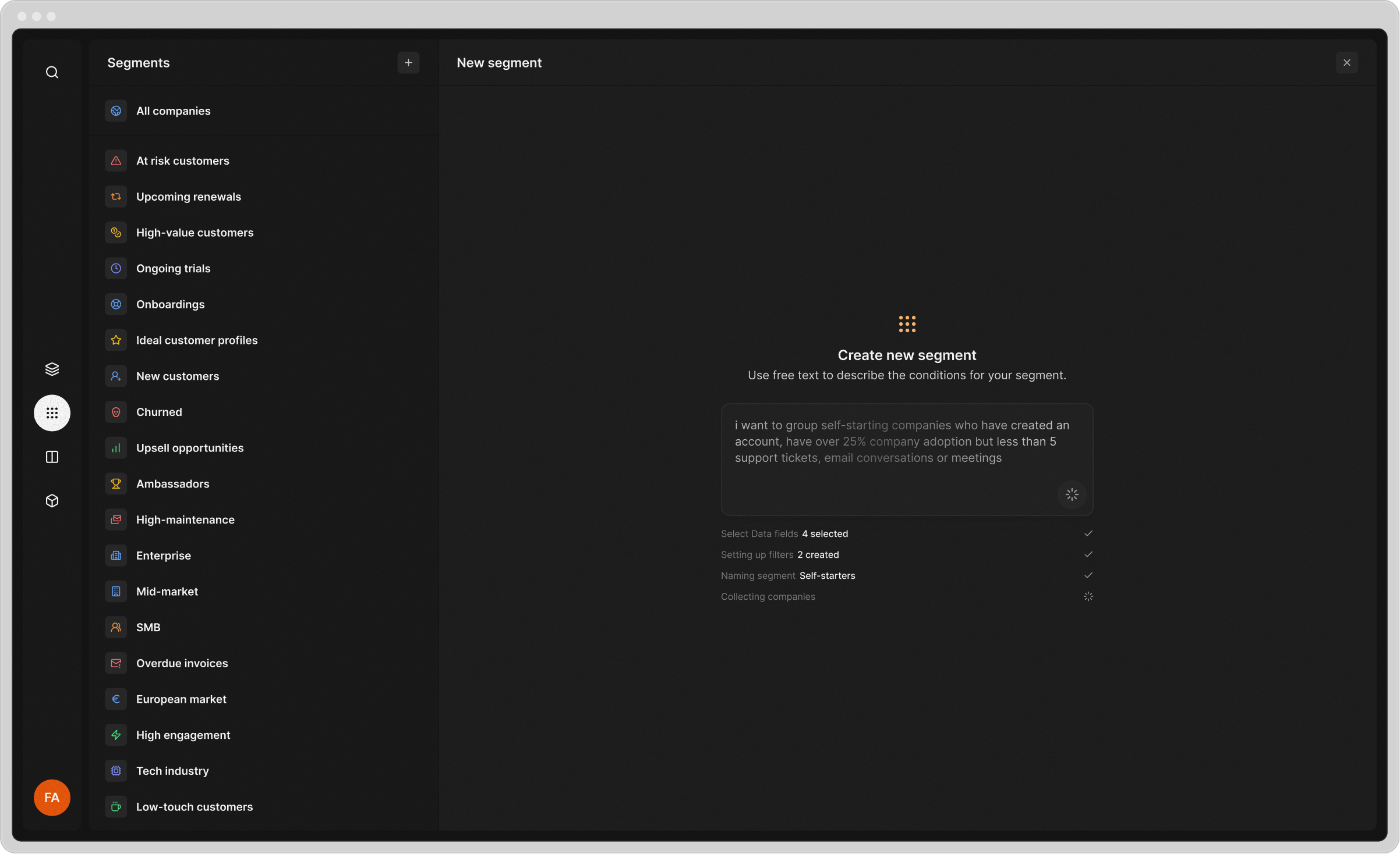 Customer data Segment